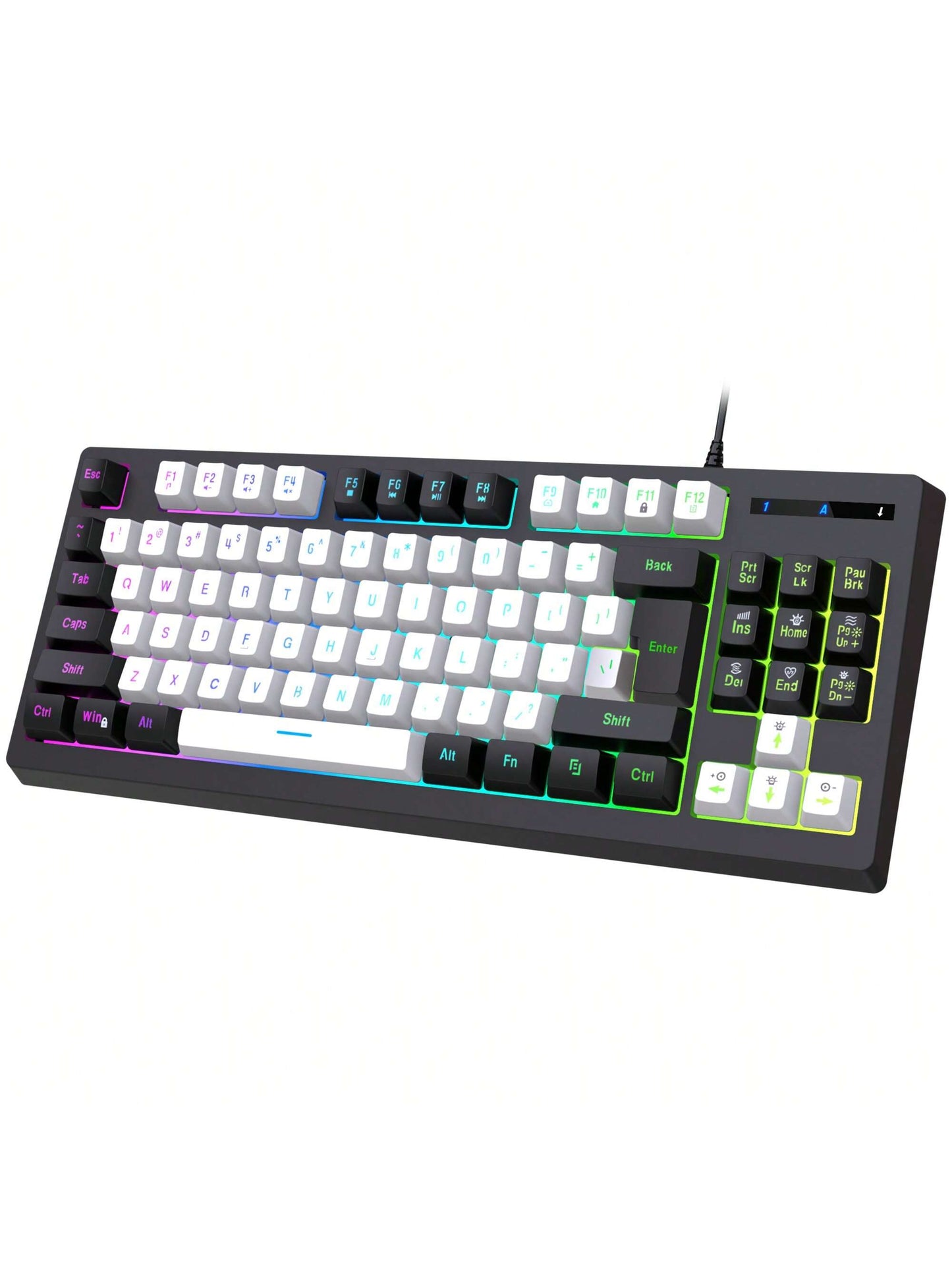 Snpurdiri Snpurdiri Rgb Illuminated, Compact Gaming Keyboard, Usb Cable 87-Key Gaming Keyboard, Led Rainbow Backlit Keyboard, Membrane Keyboard, Suitable for Laptop, Pc Gaming, and Work Keyboard