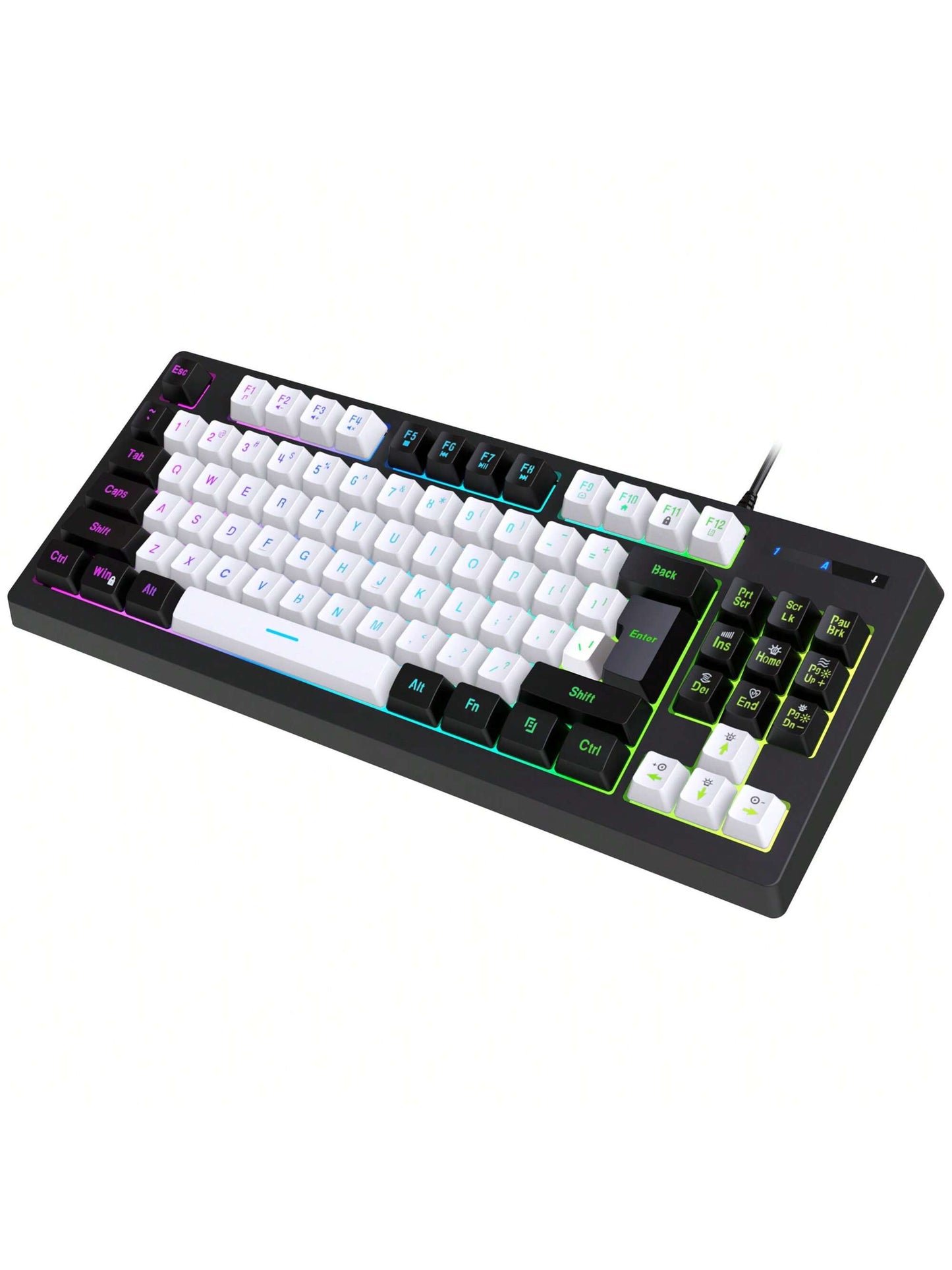 Snpurdiri Snpurdiri Rgb Illuminated, Compact Gaming Keyboard, Usb Cable 87-Key Gaming Keyboard, Led Rainbow Backlit Keyboard, Membrane Keyboard, Suitable for Laptop, Pc Gaming, and Work Keyboard