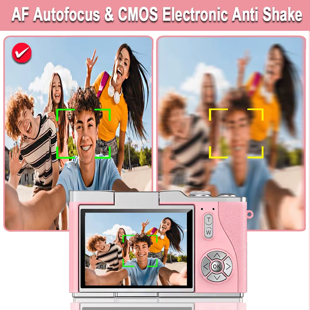 4K CCD 8X Digital Zoom Digital Camera for Student 48MP Compact Digital Photography Camera 180°Flip Screen Selfile Camera